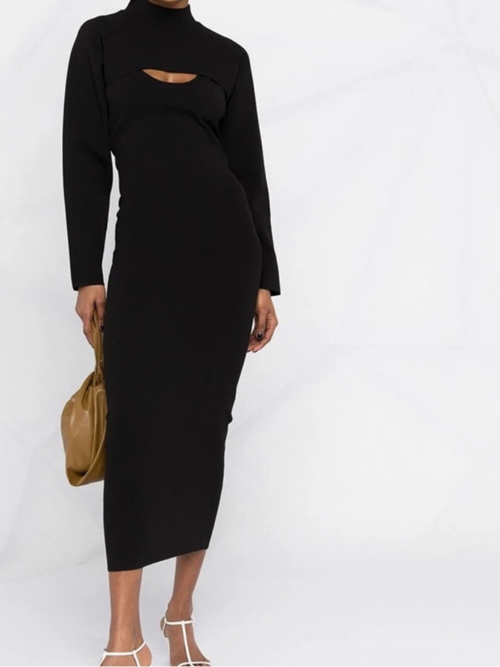 Nanushka Black Cutout Long Sleeve Midi Dress